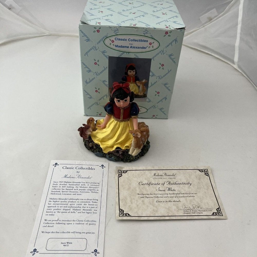 Vintage 1999 Madame Alexander Disney Snow White Figurine With Box Certificate